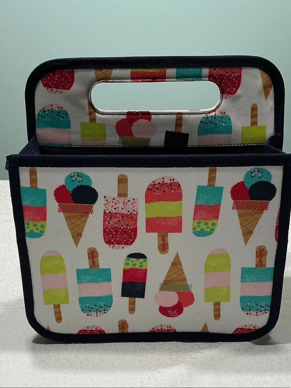 Ice Cream Print Storage Caddy - Foldable / Multicolor  Built in handle.